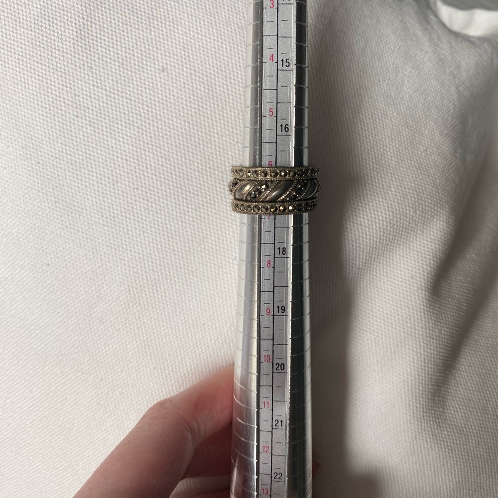 Judith Jack Silver Marcasite Ring Stack Size 6.5 - image 4